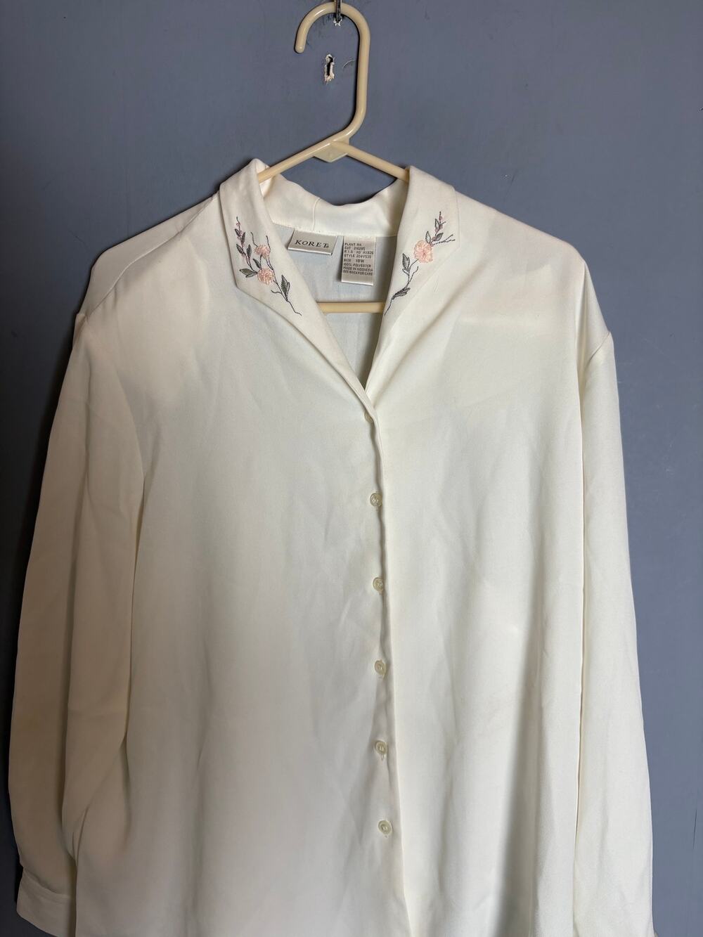 Koret White Embroidered Floral Button Down Blouse Womens Size 18W NWT Read